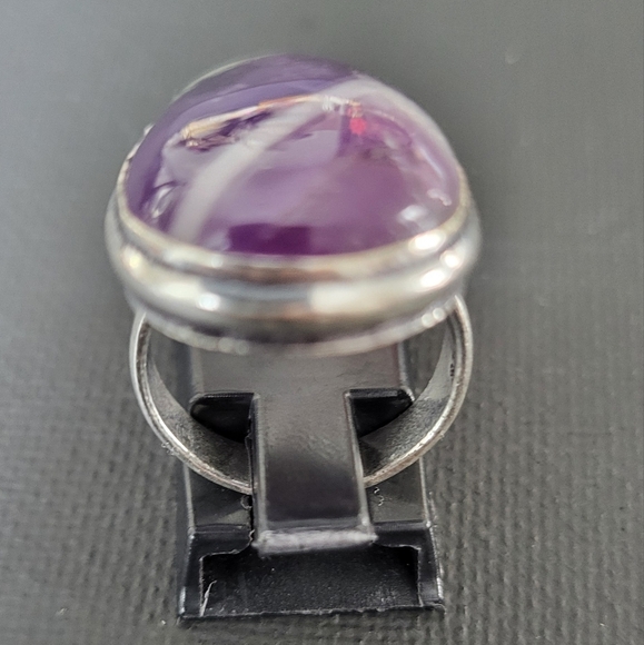 Silver Amethyst Natural StoneTeardrop Ring - Picture 3 of 4